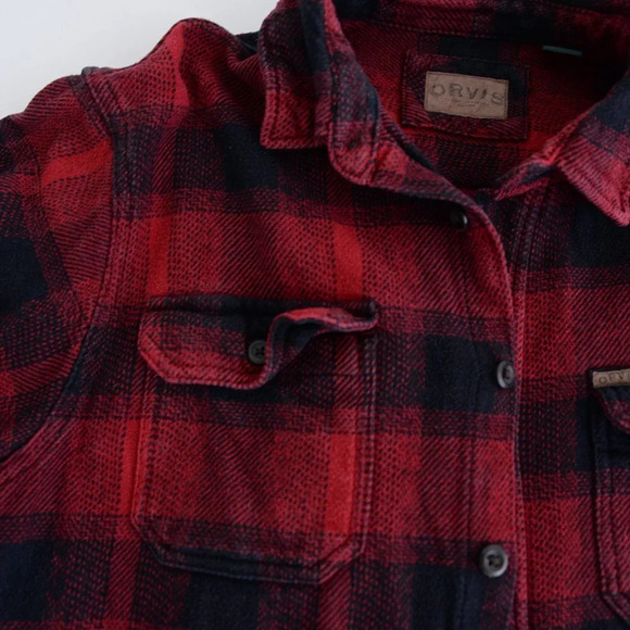 Orvis Red Black Checker Button Up Shirt -  Medium - Picture 11 of 15